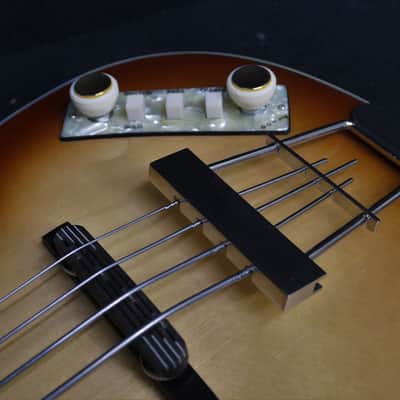 Hofner HCT-500/1-CV Cavern McCartney Revolution Look Custom Beatle Bass Tea Cups, RUGBY BALL TUNER BUTTONS & LaBella 760FHB2 Flats image 10