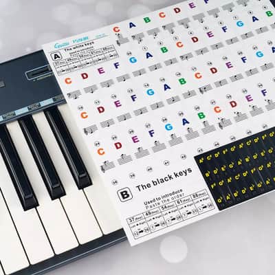 2Pack Colorful Piano Keyboard Stickers for 88/61/54/49/37 Key Keyboards White image 1