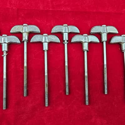 Rogers Big R Series 4.75"  Bass Drum Tuning Rods Set Of 8 1970s - Chrome image 1