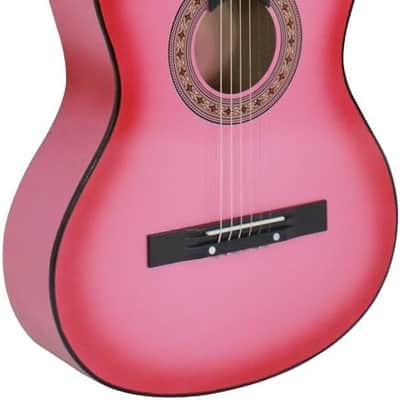 38" Pink Acoustic Guitar Combo Kit for Kids Teenagers Beginners Music Lovers Starter with Gig Bag, Strap, Extra Set Strings, Pitch Pipe and Pick(Pink) image 5