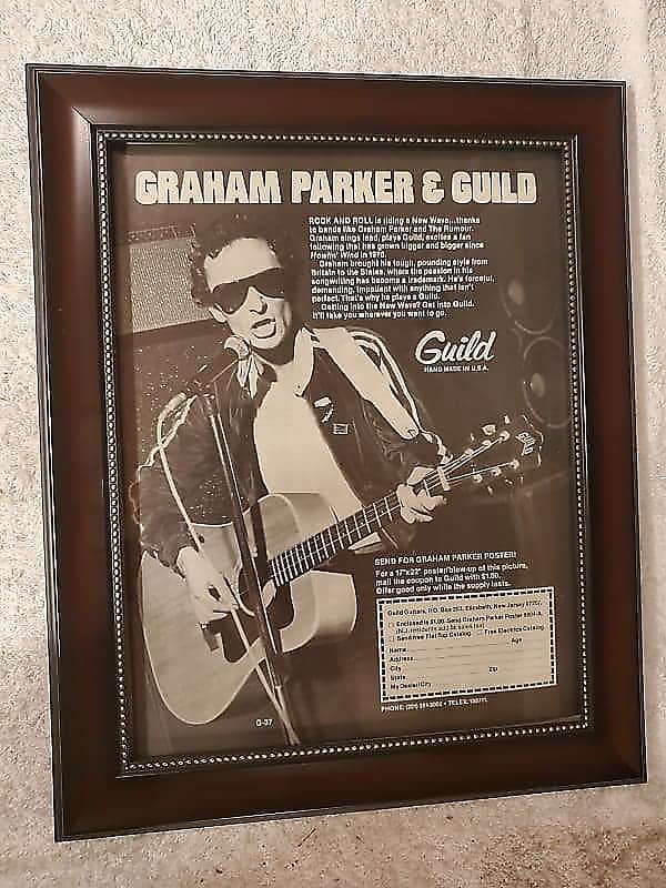 1980 Guild Guitars Promotional Ad Framed Graham Parker Original image 1