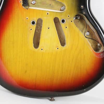1977 Vintage Fender Mustang Ash BODY Factory Sunburst USA 1970s w/Original Neck Plate image 3