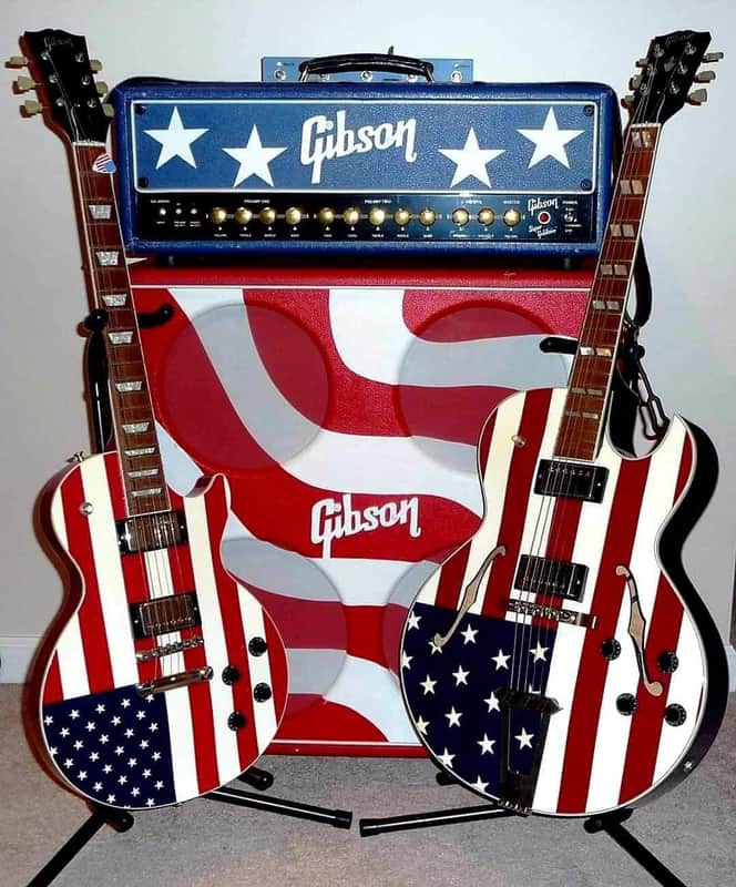 Gibson Les Paul, ES-175, Super Goldtone GA30RVH Amp  - American  Flag Red White and Blue Stars and Stripes image 1