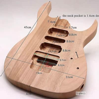 Mahogany Wood HSH Guitar Double Cutaway Body image 5