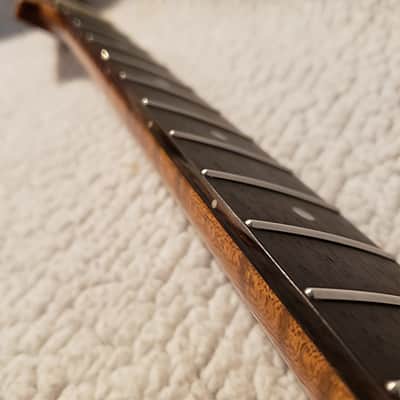 Spectacular USA made,Roasted flame maple neck,Rosewood FB. Killer flame maple head stock.  No fret tangs. Rounded edges. Made for a Tele body #MRT-40P-" You never felt frets like this. image 14