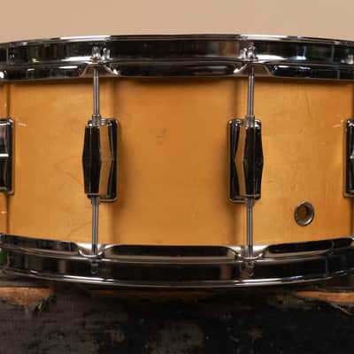 1980s Pearl 6.5x14 M-314L Natural Maple Snare Drum image 5