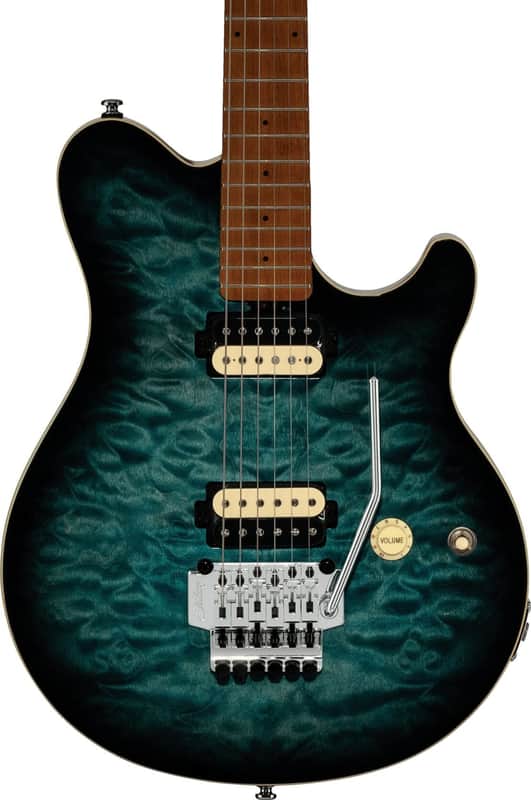 Sterling AX50QM Axis Electric Guitar, Roasted Maple Fingerboard, Yucatan Blue image 1