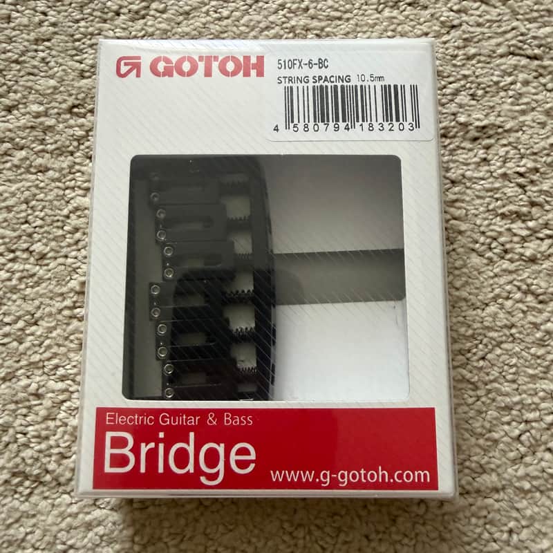 GOTOH 510FX-6 Fixed Bridge Brass Body Steel Saddles - Black image 1