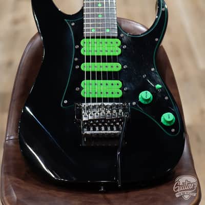 Used Ibanez UV7BK Universe 'Green Dot' 7 String Guitar w/ Case – Black image 3