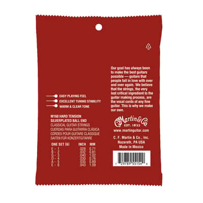 Martin Silverplated Ball End Classical Strings - Hard Tension image 2