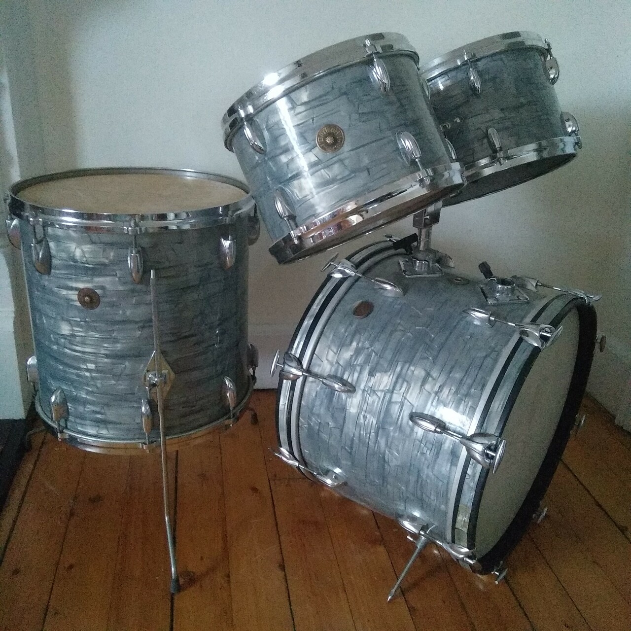Gretsch 20,12,12,16 Midnight Blue Pearl "Rock 'n Roll" Round Badge Vintage 60s* — main photograph