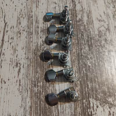 Vintage Gotoh sg381 Top Locking 6 in Line Ibanez Style Tuners w/ Mounting Hardware