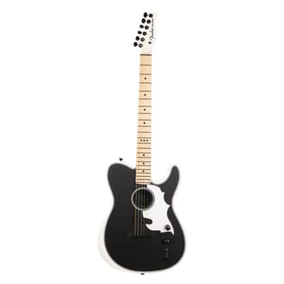 Fender Jack White Triplesonic Acoustasonic Telecaster Satin Arctic White with Black Top image 2