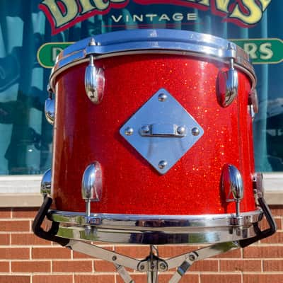 1960s Gretsch 9x13 Tom Single Drum Round Badge 6-Ply Tangerine Sparkle image 4
