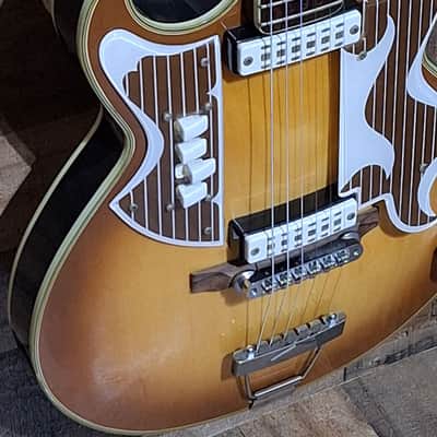 1961 Eko 360/2V Florentine Semi-Hollow Body - Lemon Burst - image 4