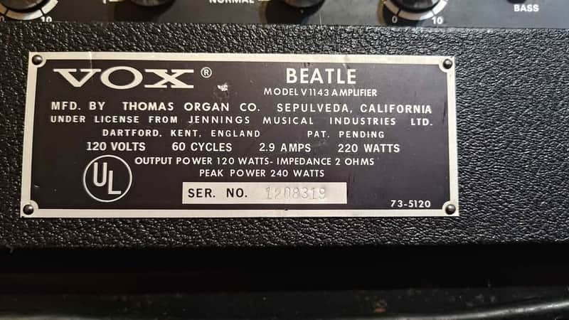 Vox Beatle 1960's Beatle V1143 Head and V4141 Cabinet with Trolley Super image 1