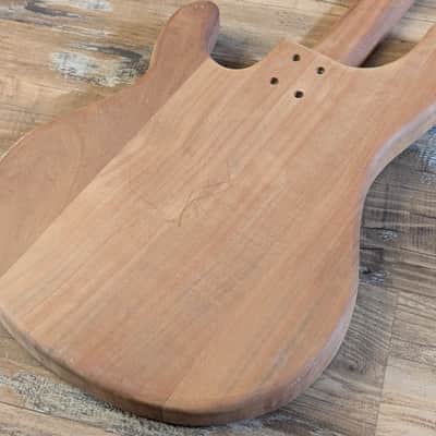 Unbranded Solid Mahogany Bass Guitar Body Neck Blank Project Unfinished image 16