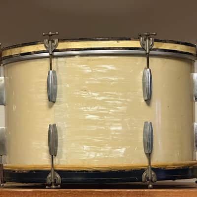1940's Gretsch 24" BroadKaster White Marine Pearl 14x24 Bass Drum 3-ply image 8