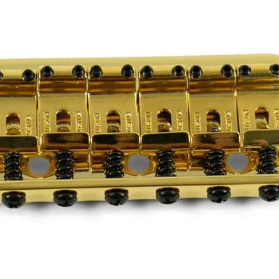 Kluson Vintage 6 String Fixed Hardtail Bridge, Through-mount, Gold image 2