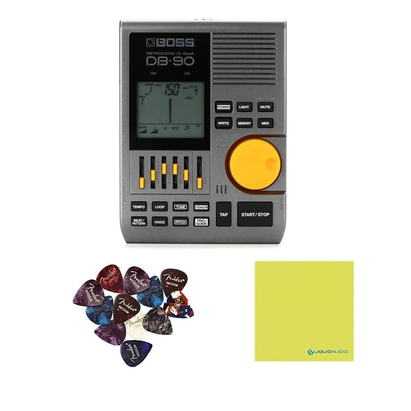 Boss DB-90 Dr. Beat Metronome Bundle w/12-Pack Guitar Pick and Liquid Audio Polishing Cloth image 1