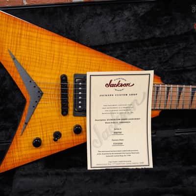 Immagine Jackson USA Custom Shop RR1 HS TOM Rhoads Flame Maple Slab Top Amber Lager Burst 2024 w/OHSC (B-Stock) - 11