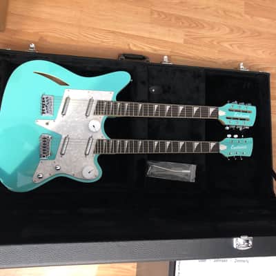 Eastwood SURFCASTER 12/6 Bound Tone-Chambered Mahogany Body Double Neck Electric Guitar w/Hard Case image 2