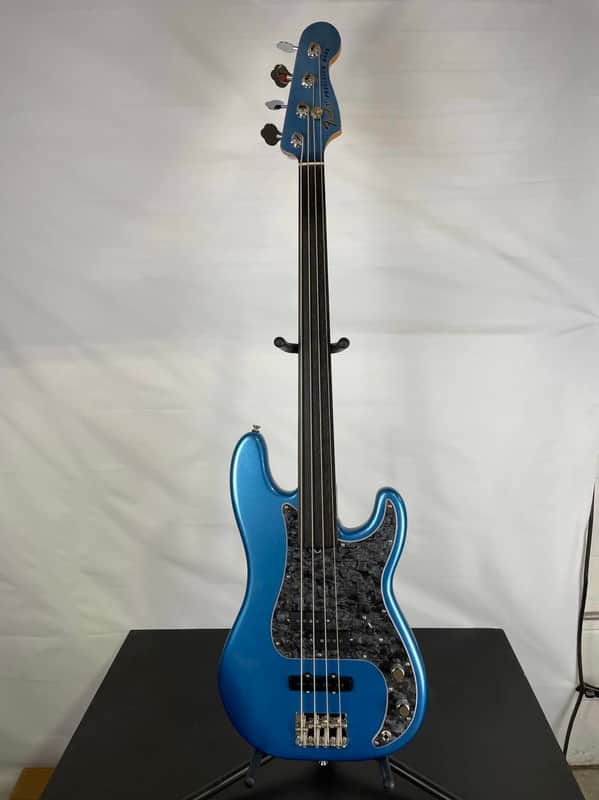 Fender Tony Franklin Signature Fretless 4-String Precision Bass Guitar, Ebony Fingerboard, Lake Placid Blue image 1