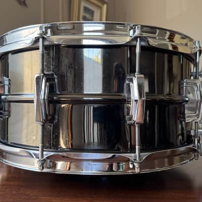 1979 Ludwig Black Beauty Super-Sensitive 6.5x14" 10-Lug Brass Snare Drum with Pointed Blue/Olive Badge 1977 - 1979 - No. 419 Black Nickel-Plated Super Sensitive image 5