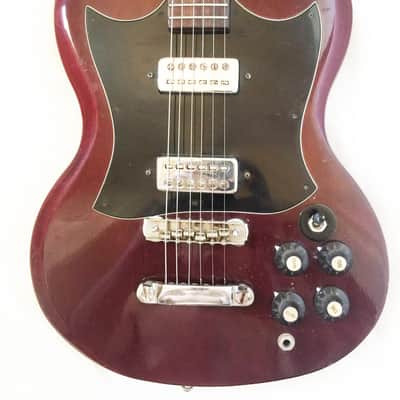 Vintage Kinor SG Electric Guitar - 1969. Made in Japan. Transparent Cherry. image 6