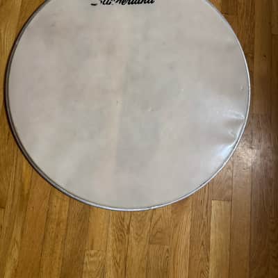 Slingerland Vintage 60s Era 28 Inch Bass Drum Logo Head Smooth White Ambassador Weight NOS image 1