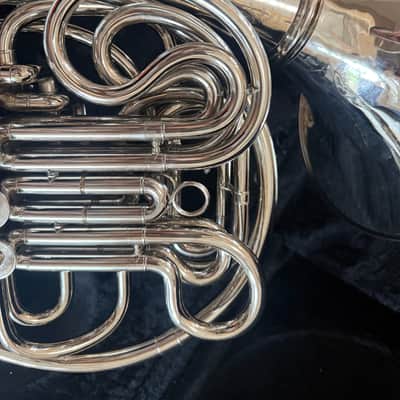 Silver  Double French Horn with case and mouthpiece image 2