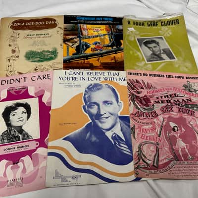 Lot of 17 Old Vintage Sheet Music Connie Francis, Zip-A-Dee-Doo-Dah, Dave Coleman, & More image 1
