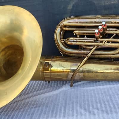 Reynolds Contempora 3v BBb Recording Tuba ~1959 - Lacquer & raw brass image 5