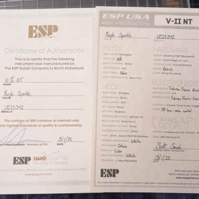 ESP USA Custom Shop Arrow V II FLBH  - Purple Sparkle imagen 16