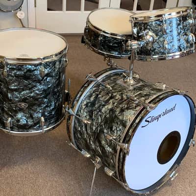 Slingerland 4 pc early 1970s Drum Set - Black Diamond Pearl image 2