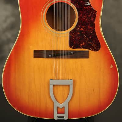 1966 Gibson B-45-12 string Dreadnought flattop acoustic Cherry Sunburst image 1