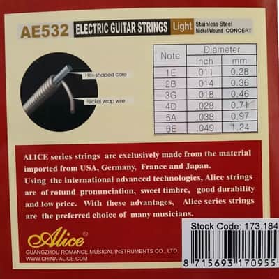 Alice Electric Guitar String NICKEL & STEEL 3 Set Bundle .011 - .049 image 3