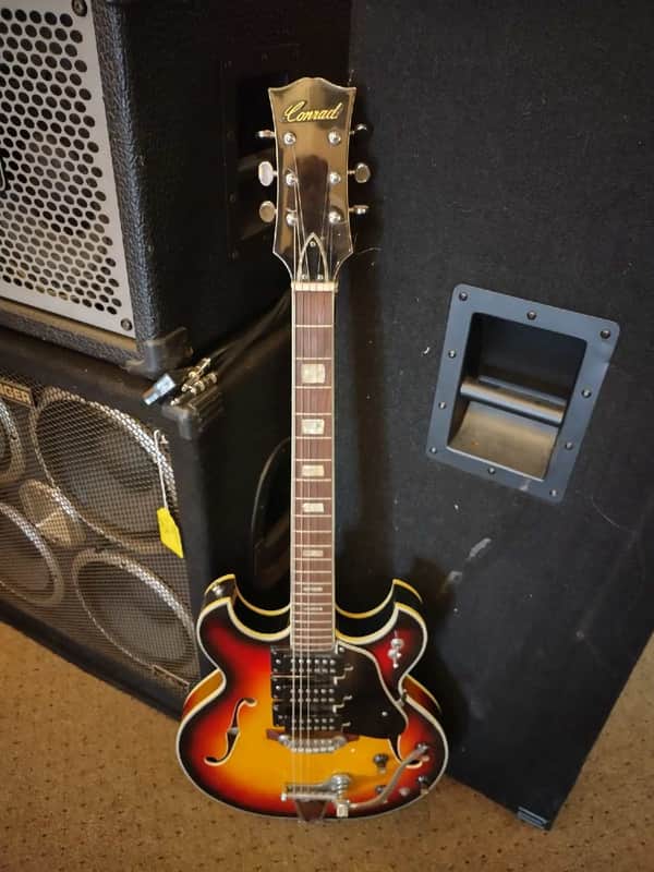 Vintage 60's MIJ Conrad Semi Hollowbody 3 Pickup w/ Trem Case Free Ship! image 1