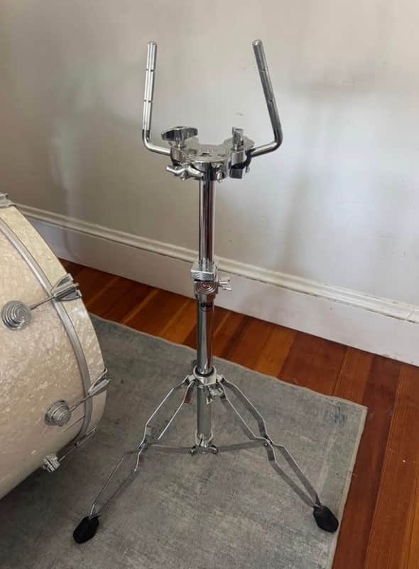 DW DWCP9900 9000 Series Heavy Duty Double-Braced Dual Tom Stand 2010s - Chrome image 1