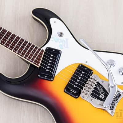 1990s Mosrite Ventures Model '63 Vintage Reissue Sidejack Sunburst w/ Vibramute & Case image 8