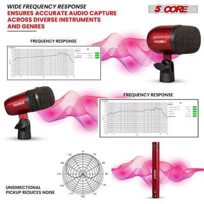 5 Core Conga Mic Snare Tom Set Professional XLR Cardioid Unidirectional Instrument Microphone Kit image 6