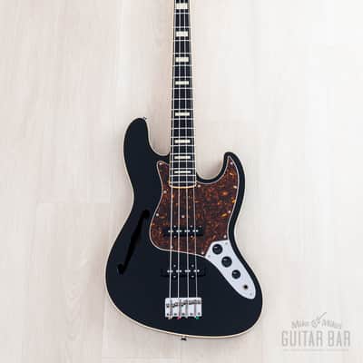 2012 Fender Jazz Bass JB/HO Semi-Hollow Mahogany Body Black, Blocks & Binding, Japan MIJ image 2