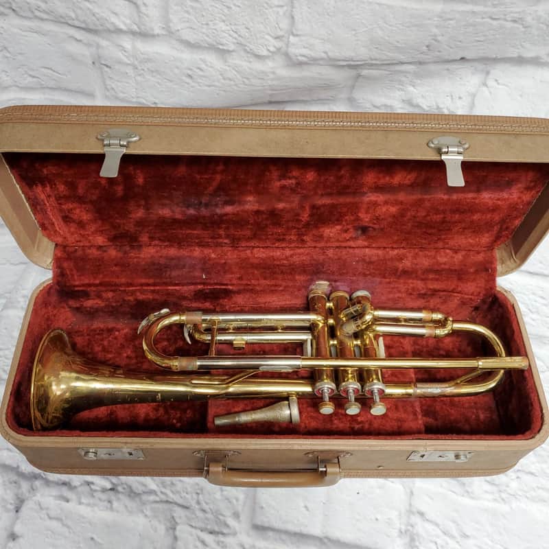 Vintage NEMC Trumpet  Elkhorn Indiana w/ case and Vintage Olds 3c Mouthpiece image 1