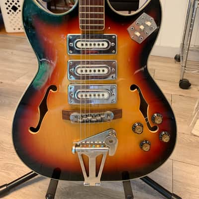 1960s Fujigen Fiama Hollow Body 3 Pickup Sunburst image 1
