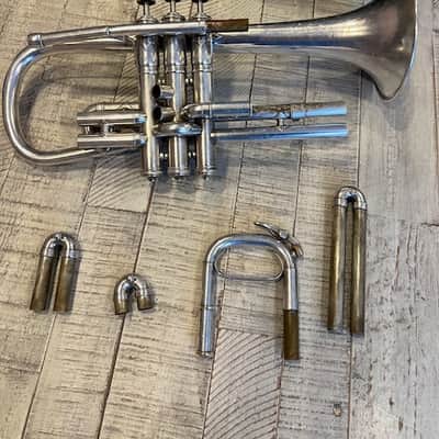 1904 Conn Conqueror Cornet – Silver Plate – Engraved “Exchanged for a Buescher” – King Case image 6