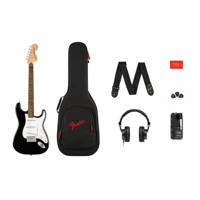 Squier Pack Affinity Stratocaster - Black, Mustang Micro, HD9 image 1