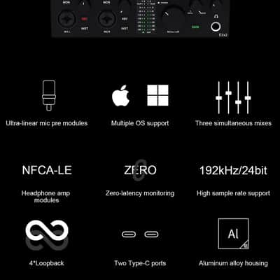 TOPPING E2x2 USB-C Audio Interface | 2-In/2-Out, 127dB Output & NFCA-LE Headphone Amp image 4