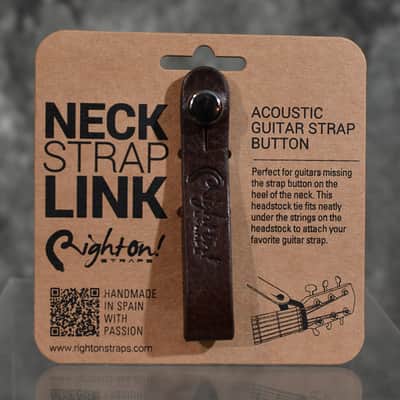 Right On Straps Neck Strap Link Acoustic Guitar Strap Button Brown Leather w FAST n Free Shipping image 1