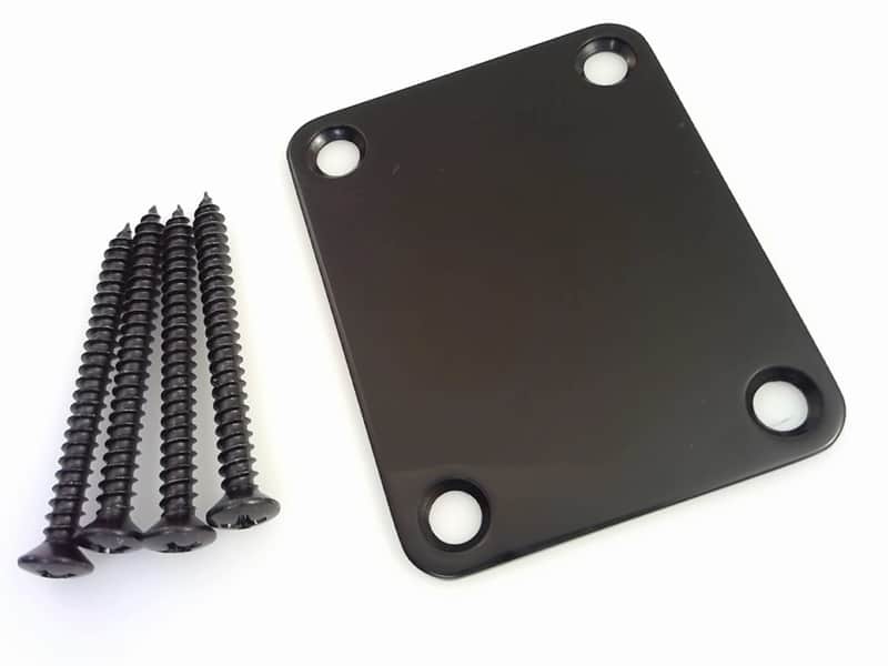 True Custom Shop® Black Neck Plate with Screws for Fender Stratocaster Telecaster and Bass image 1