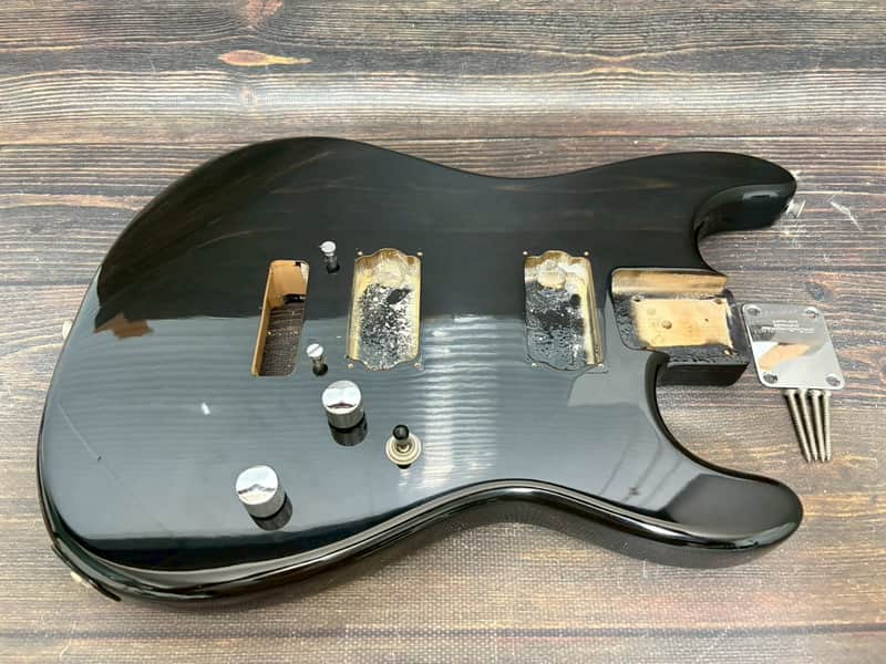 80s FERNANDES FST-85 HH Stratocaster Type Body Black Alder w/Plate Japan image 1